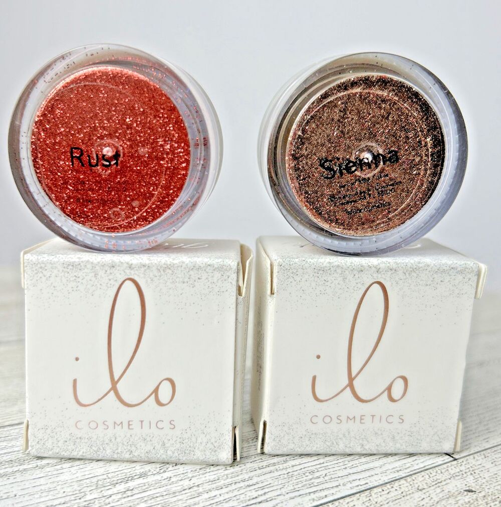 Glitter Eyeshadow by ilo Cosmetics Set of 2 Pots in Rust and Sienna 0.11 Oz Ea